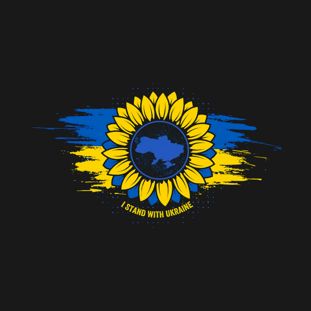 I Support Stand With Ukraine Sunflower Proud Ukrainian Flag by carasantos