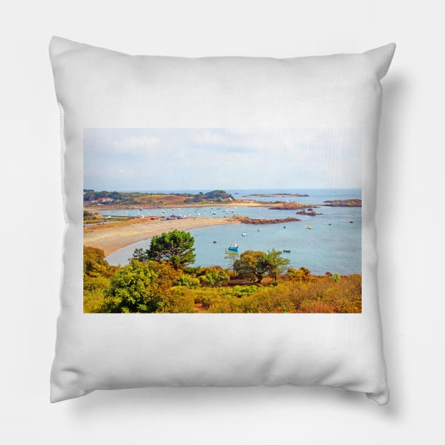 St Sampson Harbour, Guernsey Pillow by HazelWright