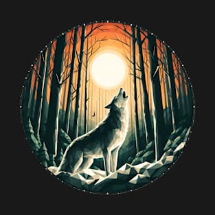 Low Poly Howling Wolf T-Shirt