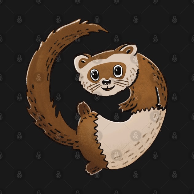 Cute Chocolate Ferret Illustration by SubtleSplit