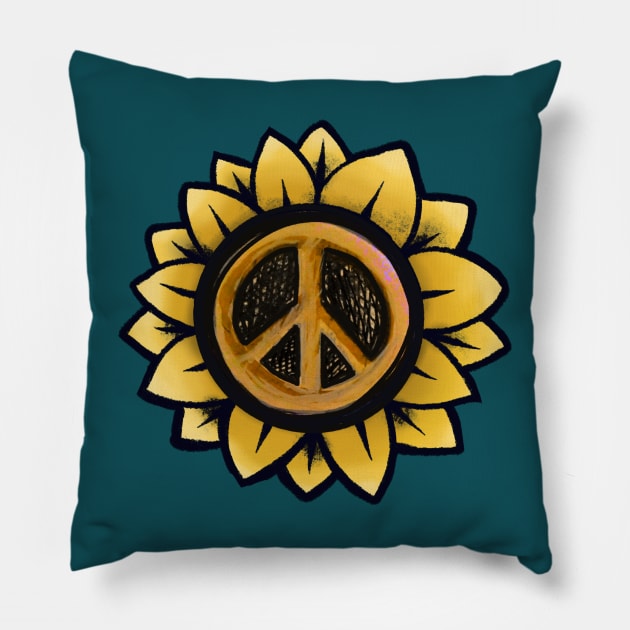 Peace Symbol Flower Love Pillow by bubbsnugg