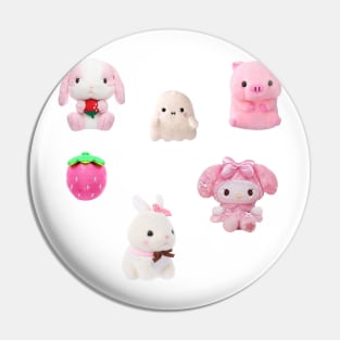 Pink Kawaii Plushies Sticker Pack Pin