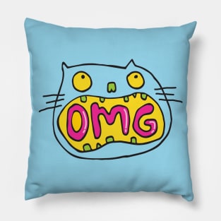 Funny shocked OMG cat Pillow