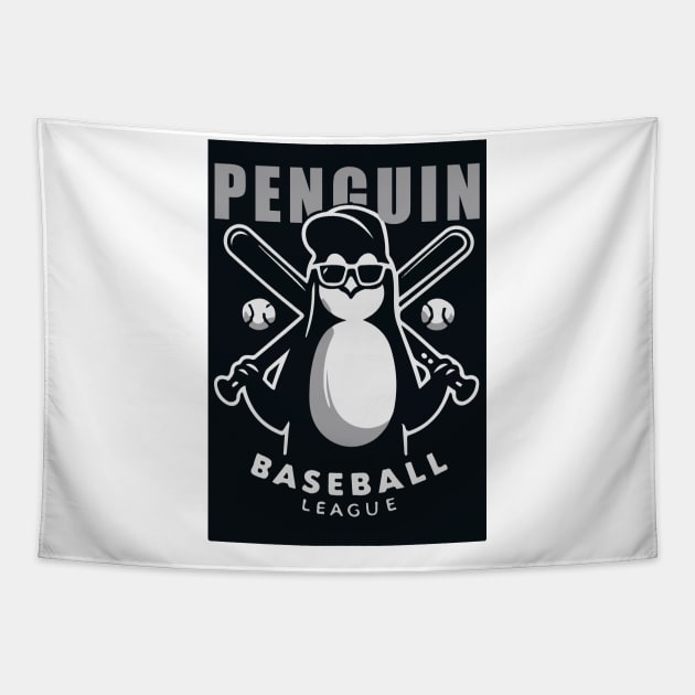 Penguin Baseball Tribute - Penguin Baseball League - Baseball Gift Tapestry by TributeDesigns