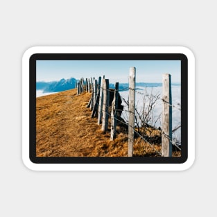 Mountains of Central Switzerland With Wooden Fence in Foreground Magnet