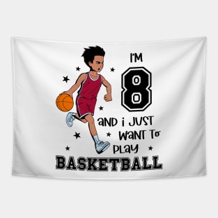 Boy plays basketball - I am 8 Tapestry