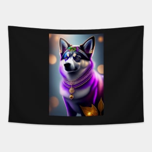 Make a statement with eye-catching Glowing Pomsky design Tapestry