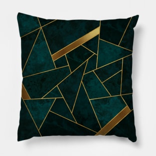 Luxury Teal and Gold - Geometric Mosaic Pattern Pillow