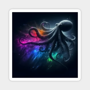 Monochromatic Octopus Rainbow Color Splash Magnet