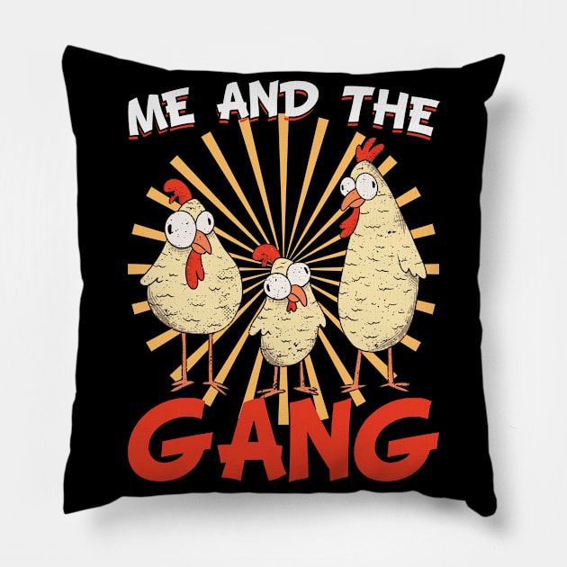 Me and the Gang Chicken Coop Farmer Chicken Pillow by Peco-Designs