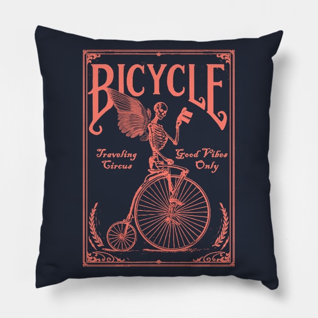 Cool Tees Vintage Bicycle Skull Pillow by COOLTEESCLUB