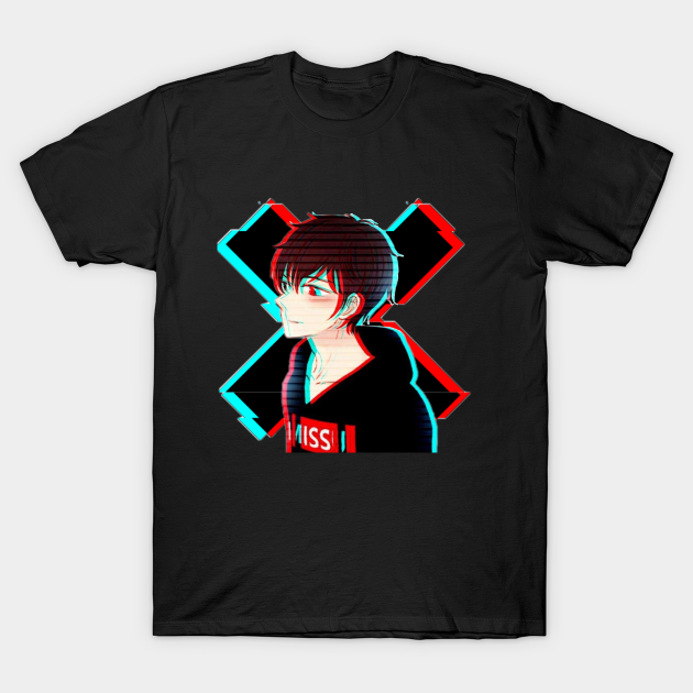 Glitch Anime Boy Anime T Shirt Teepublic Anime boys, male, tongue out, pierced tongue, glasses, black hair. teepublic