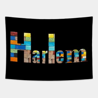 Harlem Texted Based | Colorful Abstract Brick Design Tapestry