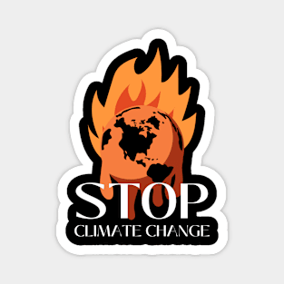 Black and Orange MInimalist Stop Climate Change Magnet