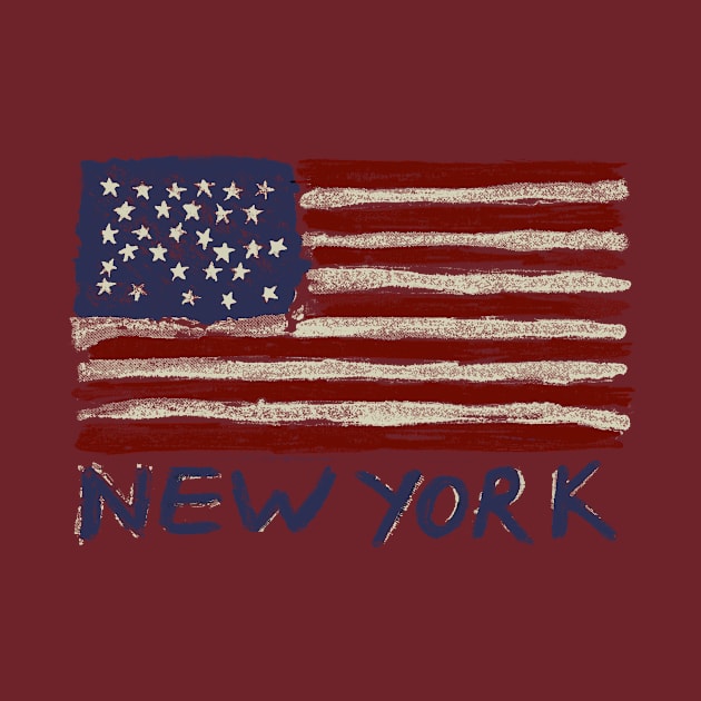 New York Painted Flag Souvenir Tee by FireflyCreative