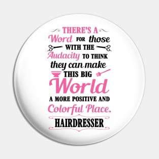 Big colorful world with hairdresser (black) Pin