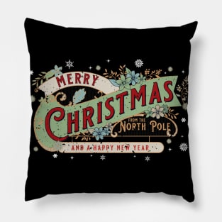 Merry Christmas Retro Type (distressed) Pillow