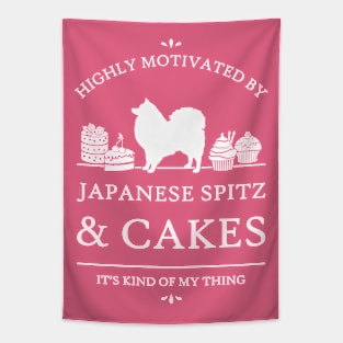 Highly Motivated by Japanese Spitz and Cakes - V2 Tapestry