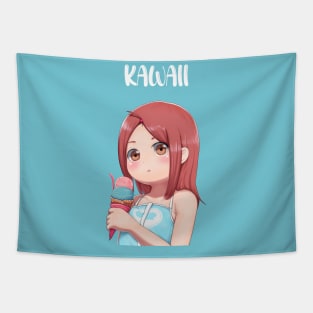 kawaii ice cream anime girl Tapestry