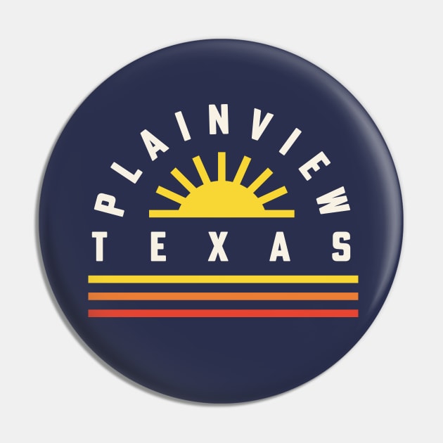 Plainview Texas Retro Vintage Stripes Sunset Pin by PodDesignShop