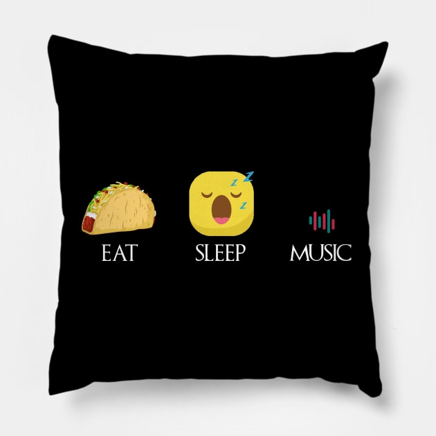 Eat sleep music repeat emoji emoticons graphic Pillow by MarrinerAlex