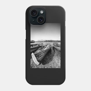 Derwentwater Wooden Rowing Boat Black And White Phone Case