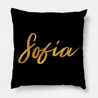 Sofia Name Hand Lettering in Faux Gold Letters Pillow