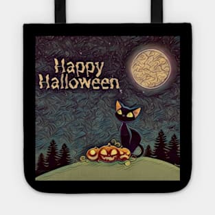 Happy Halloween Black Cat Design Tote