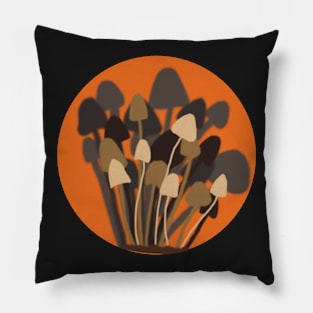 Mushrooms Art Original Design New School Orange Background Pillow