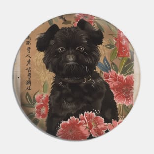 Affenpinscher Dog Portrait Edo Period Japan Style Pin