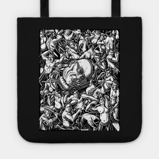 The Giant Head of Philosopher Michel Foucault amidst a scene of Whipping and Flagellation Tote