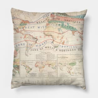 Old World Agricultural Map (1854) Vintage Global Crops & Produce Atlas Pillow