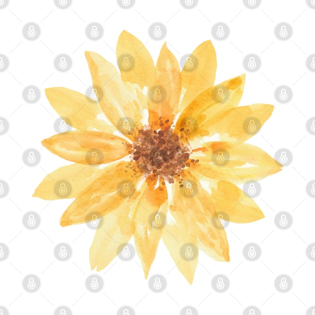 Yellow watercolor sunflower by ApricotBlossomDesign