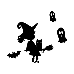Witch Ghost Bats And Their Cat T-Shirt