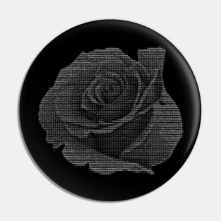 White ASCII Rose Pin