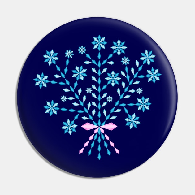 Winter blue flower bouquet with short pink ribbon, version two Pin by kindsouldesign