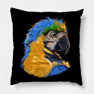 Artistic Blue Macaw Pillow