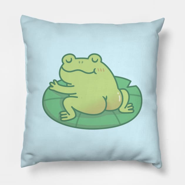 Frog With Cute Butt Resting On Lily Pad Pillow by rustydoodle