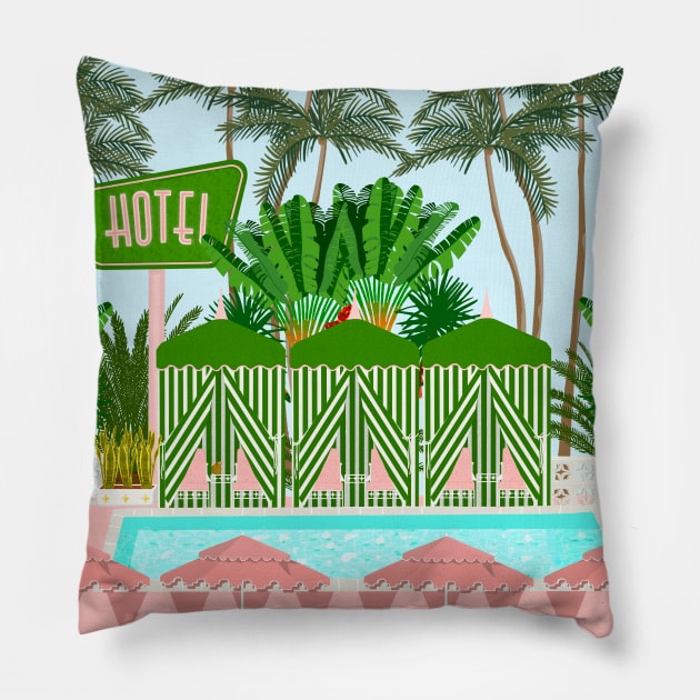 Hotel pool Pillow by jenblove