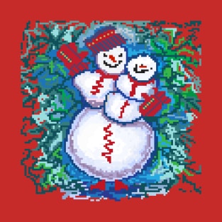 happy new year  2022 snowman christmas pixel T-Shirt