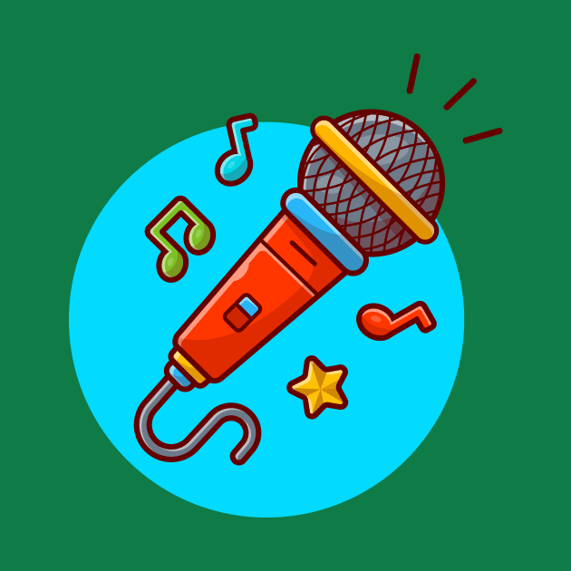 Microphone with Note and Tune of Music Cartoon Vector Icon Illustration by Catalyst Labs