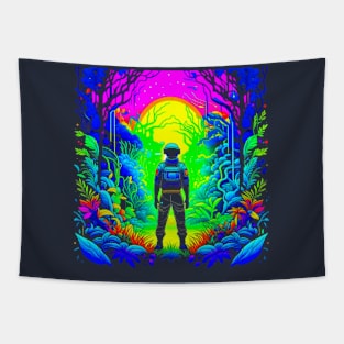 Astronaut Hike In Alien Planet Tapestry