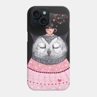 Owl with coffee Phone Case