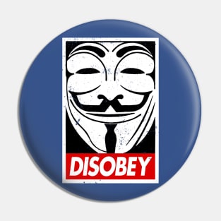 V For Vendetta Guy Fawkes Mask Disobey Pin