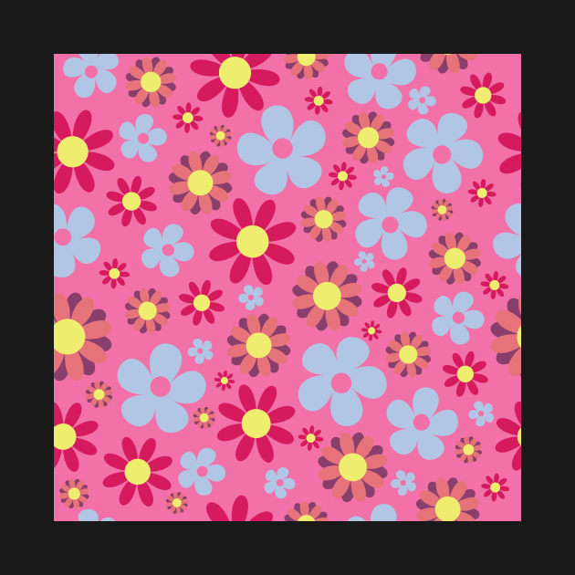 Floral Pink Blue Yellow Flower Seamless Pattern Version 2 by 2CreativeNomads