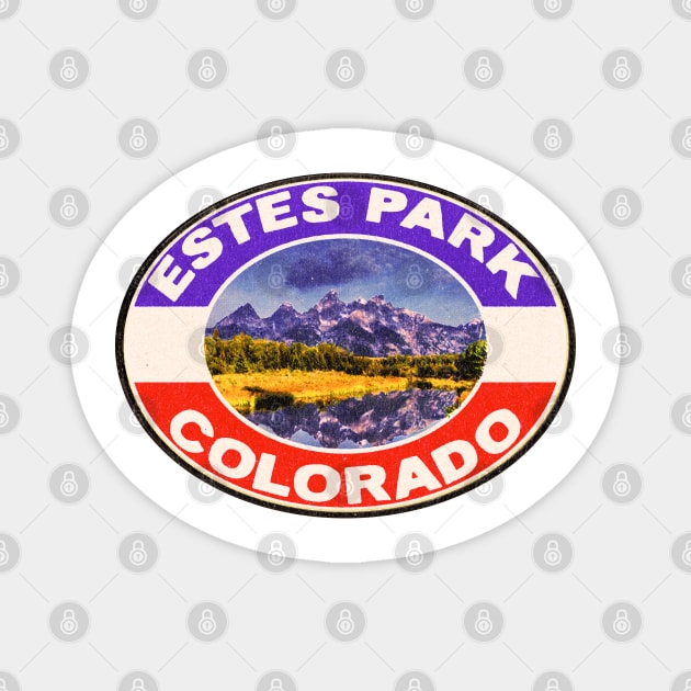 Estes Park Colorado Vintage Style Rocky Mountain National Park Rockies Magnet by TravelTime
