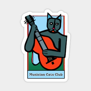 Picasso Style Musician Cat Magnet