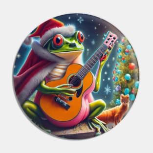 Christmas tree ugly frog playing guitar Pin