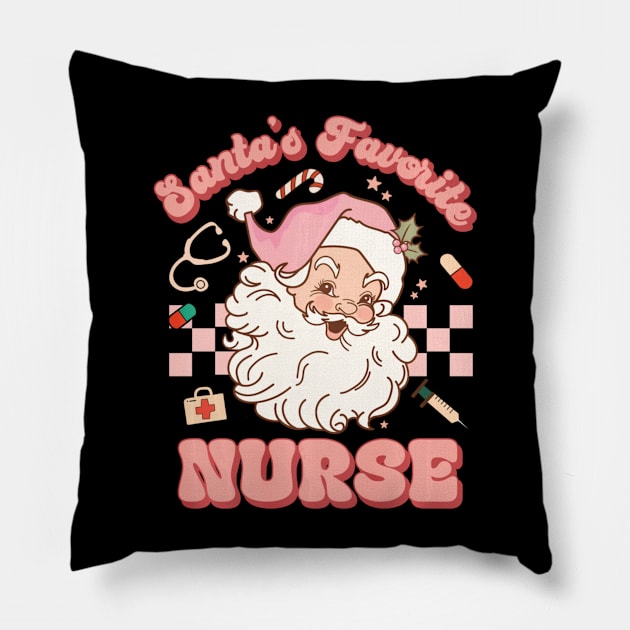 Santa's Favorite Nurse Christmas RN ER ICU Pillow by rivkazachariah