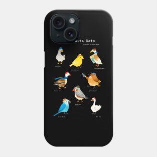 Birds with Hats - text in white Phone Case